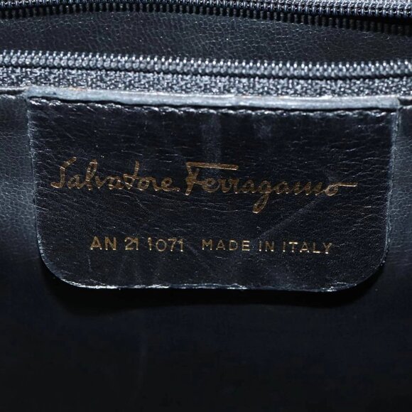 Salvatore Ferragamo Gancini Shoulder Bag Enamel Black Gold - Picture 11 of 16